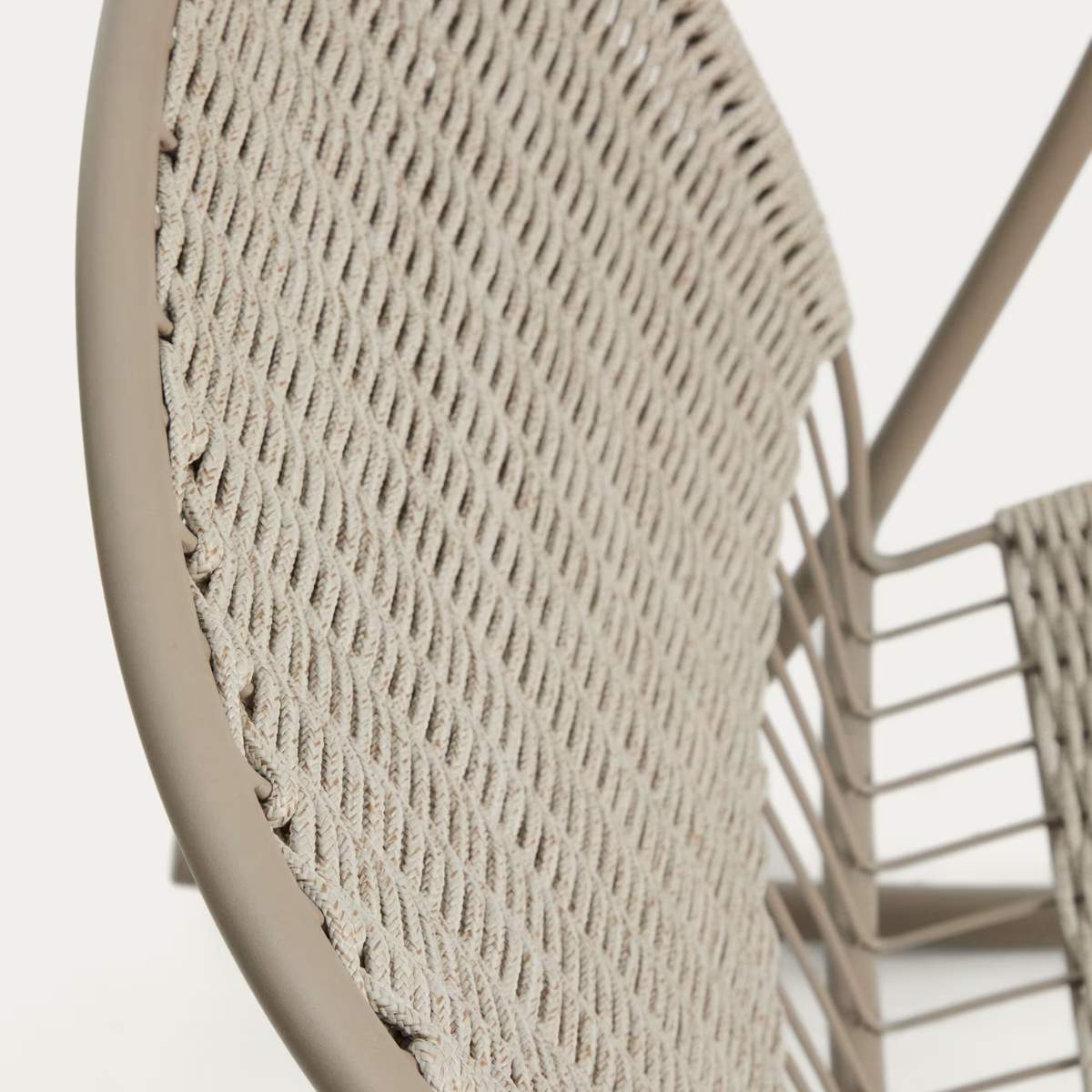 Kave Home Atrani rocking chair in galvanized steel and green rope