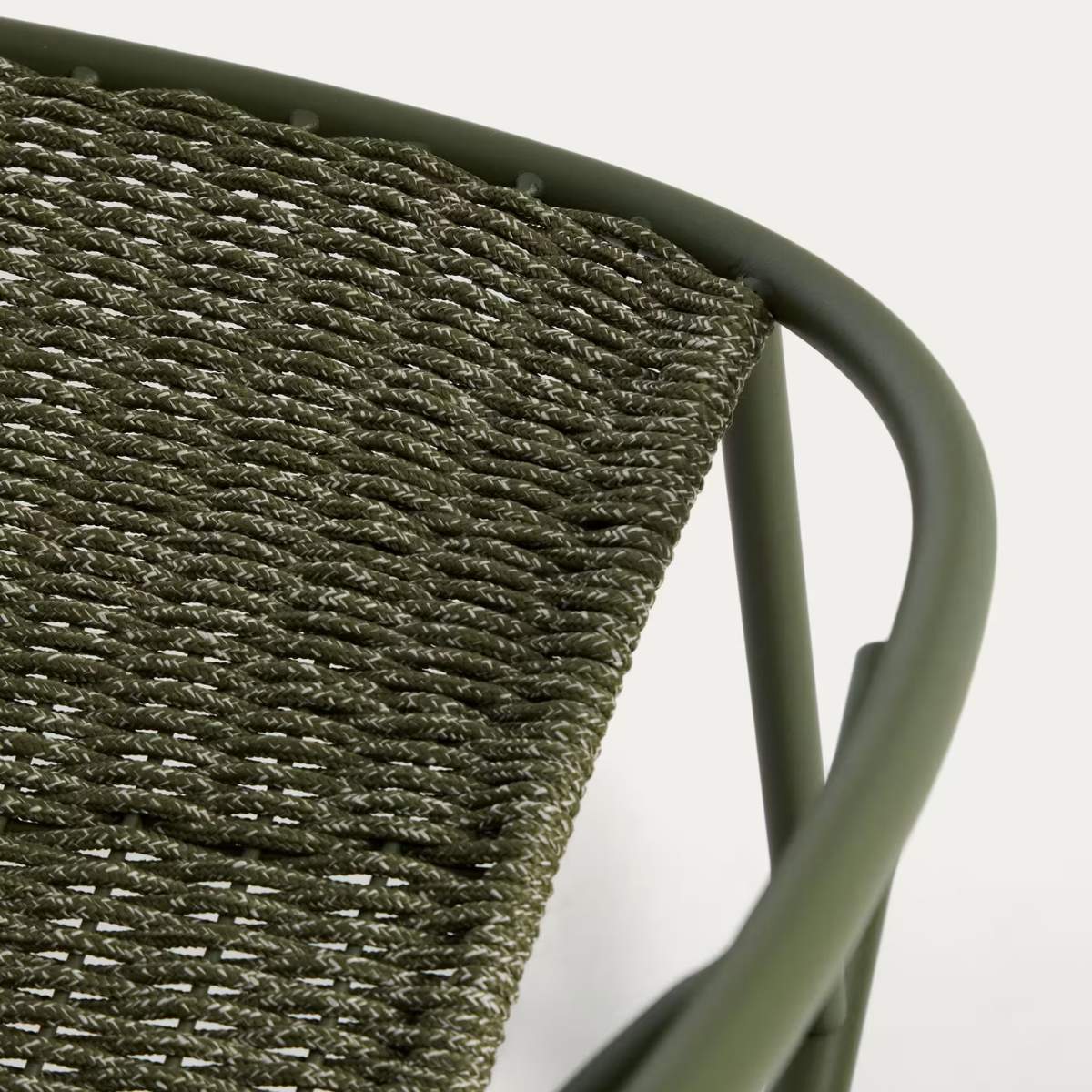 Kave Home Atrani rocking chair in galvanized steel and green rope
