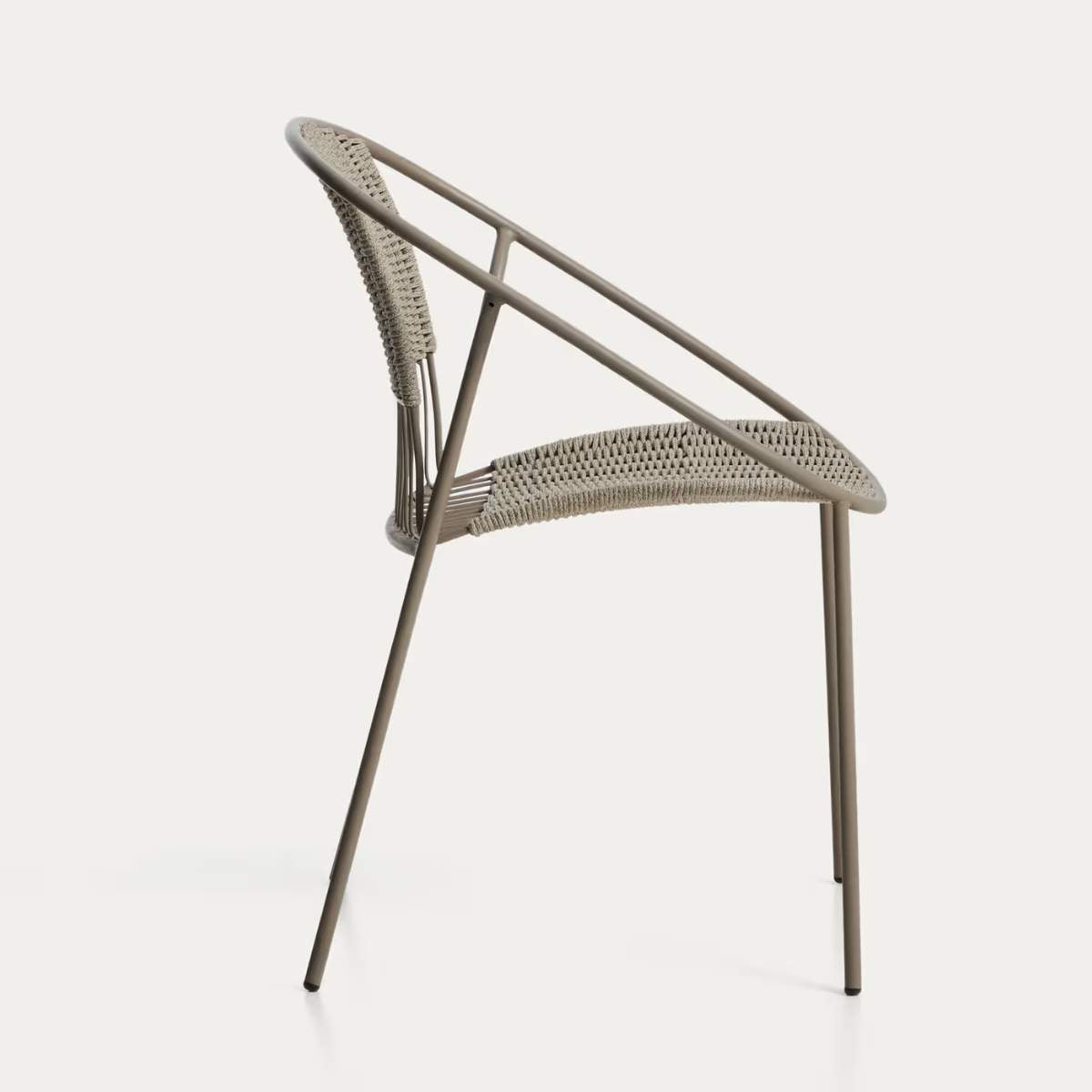 Kave Home Atrani stackable outdoor chair in galvanised steel and green rope