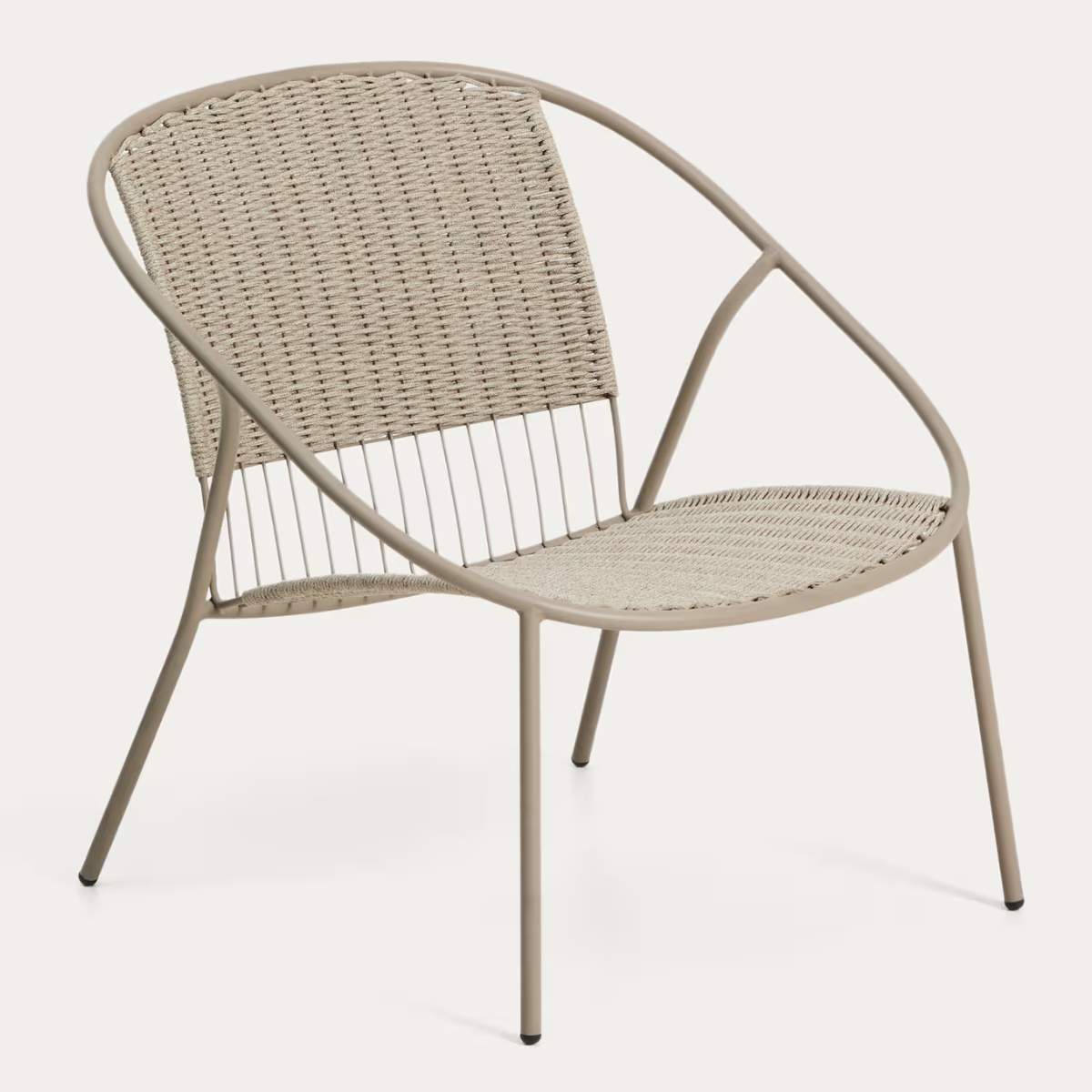 Kave Home Atrani stackable armchair in galvanized steel and green rope