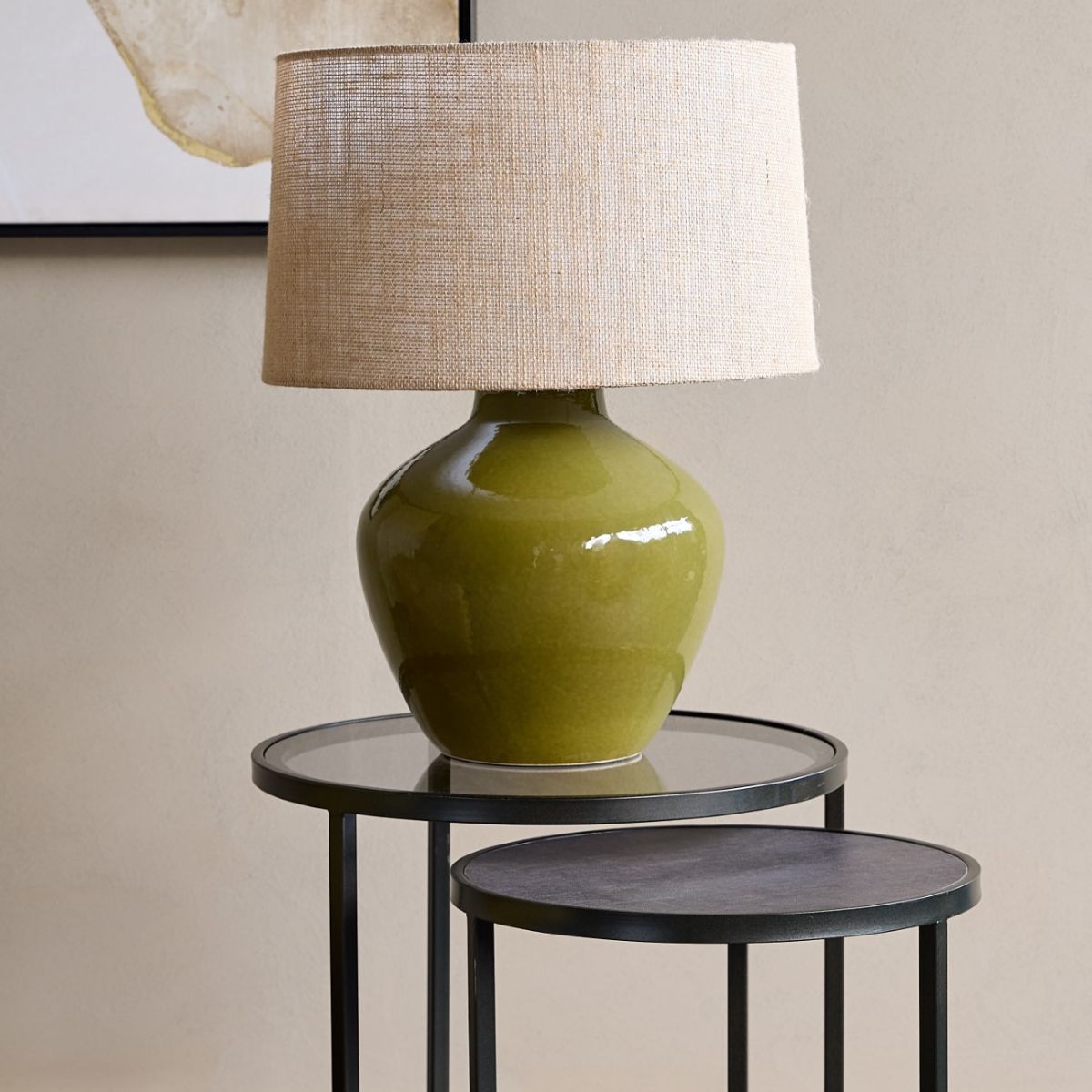 Libra Interiors Aubrey Green Ceramic Table Lamp E27 60W