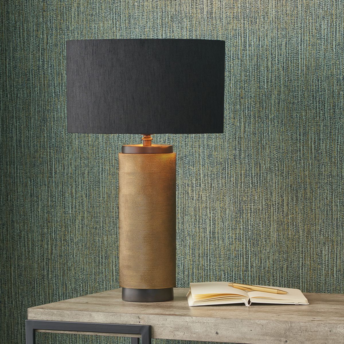 Pacific Lifestyle Aurelio Brass and Black Metal Textured Table Lamp Base
