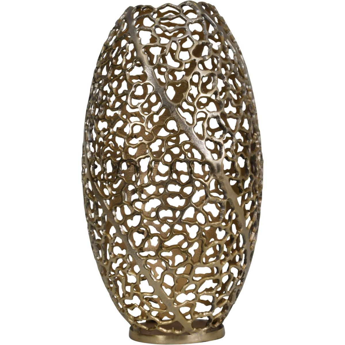 Libra Interiors Aussie Gold Coral Aluminium Barrel Vase 26x48cm