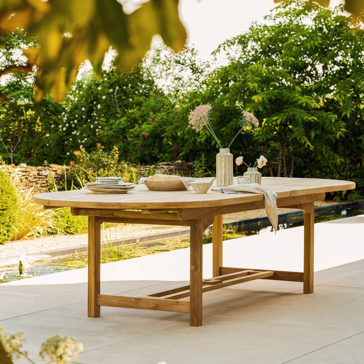 Garden Trading Avon Teak Oval Extending Dining Table 240-300cm