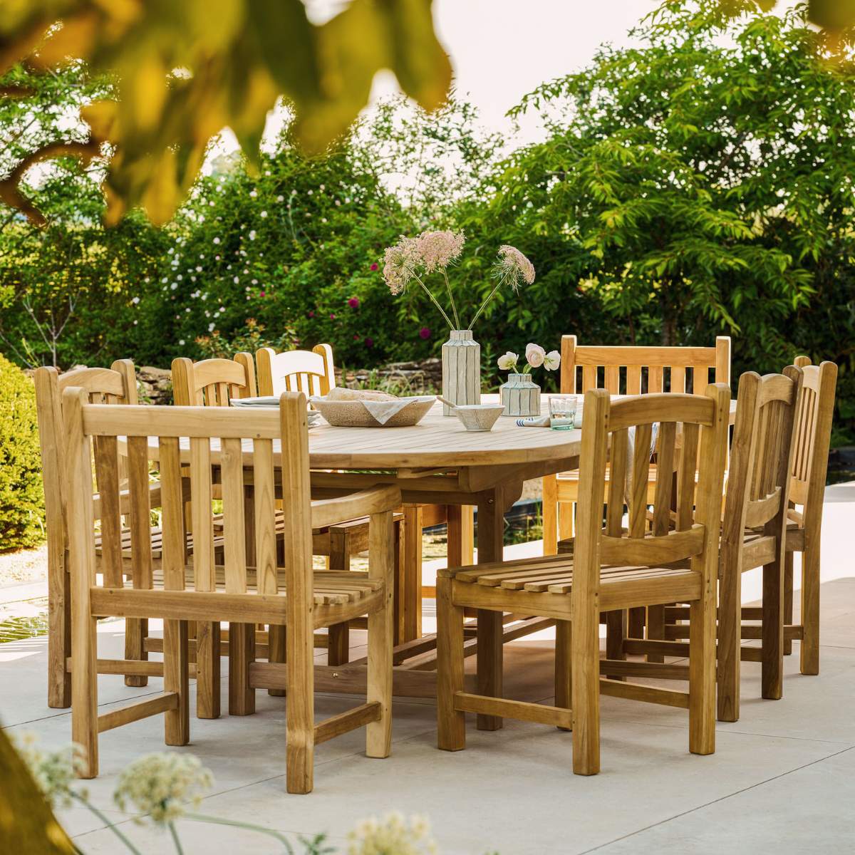 Garden Trading Avon Teak Oval Extending Dining Table 240-300cm