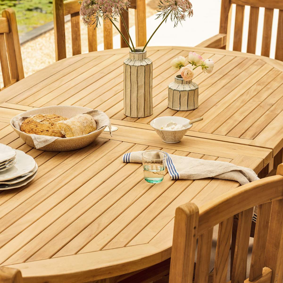 Garden Trading Avon Teak Oval Extending Dining Table 240-300cm
