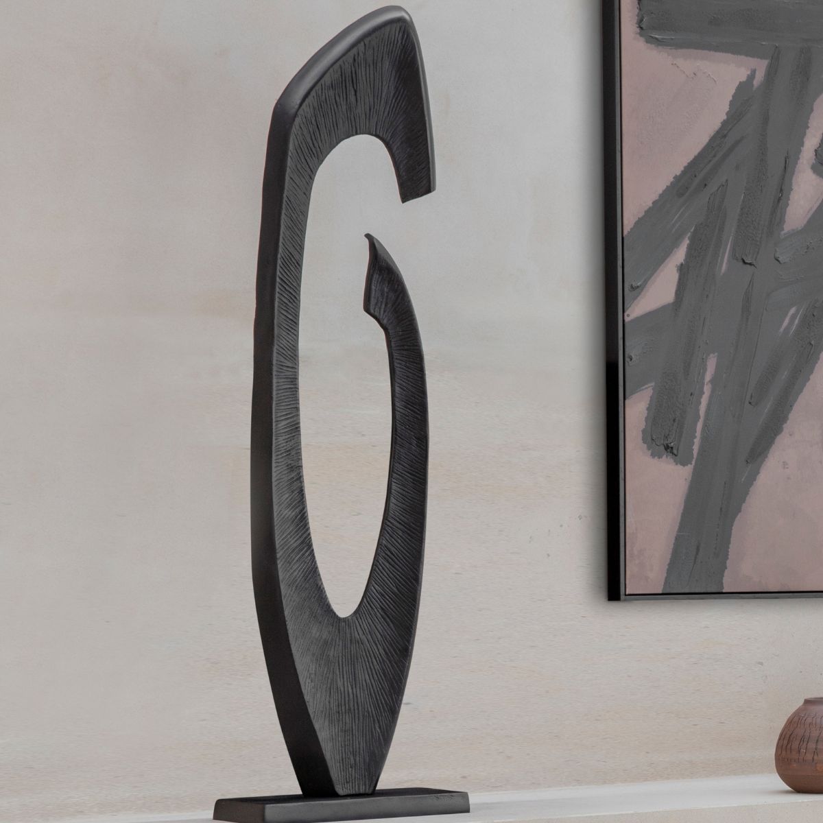 Libra Interiors Axis Black Aluminium Sculpture 117cm