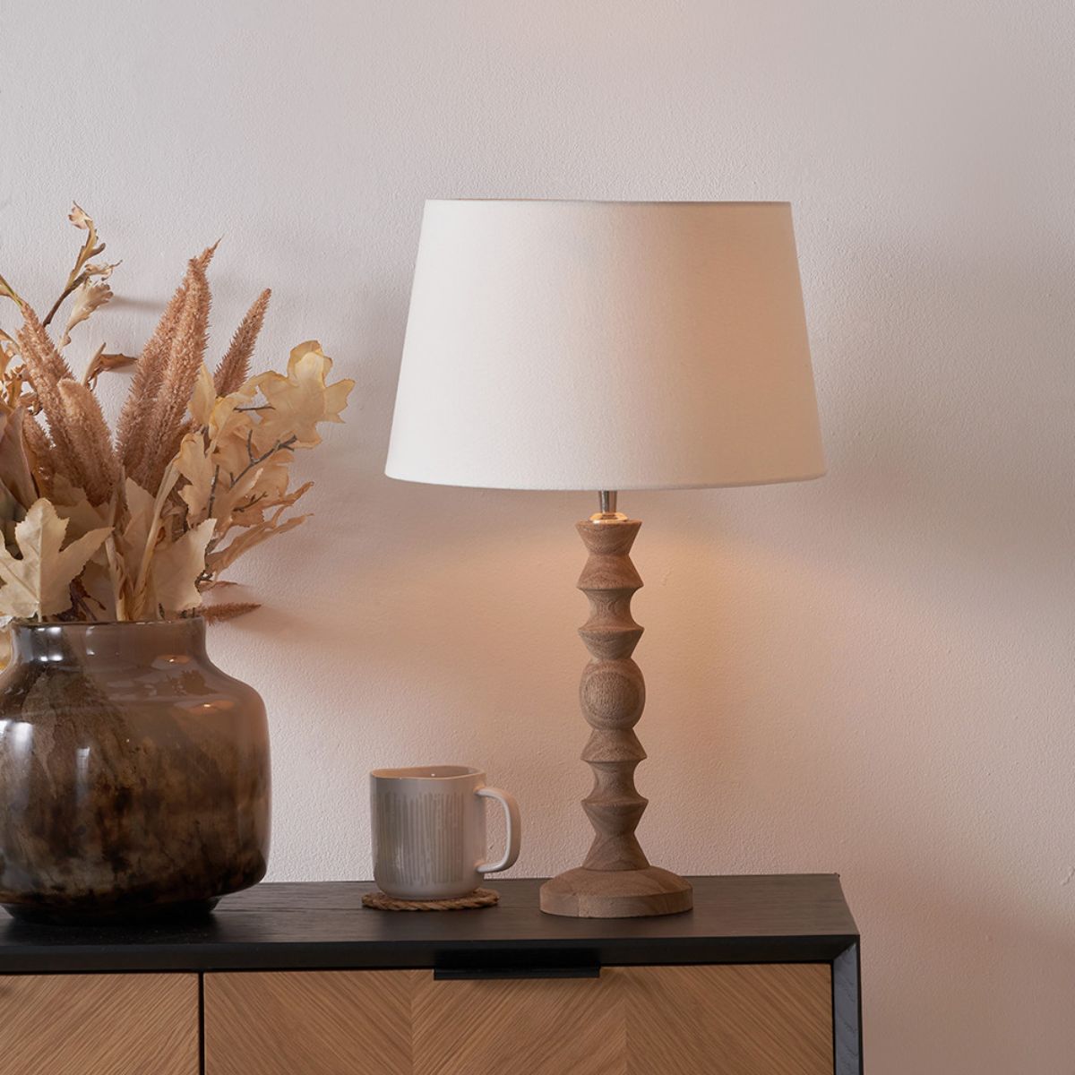 Pacific Lifestyle Ayra Natural Modernist Turned Wood Table Lamp Base