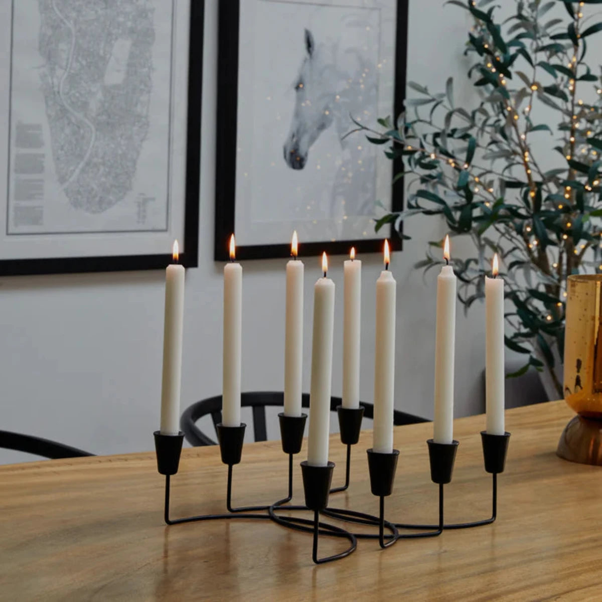 BCCH8_21 Ivyline Black Circular Candle Holder