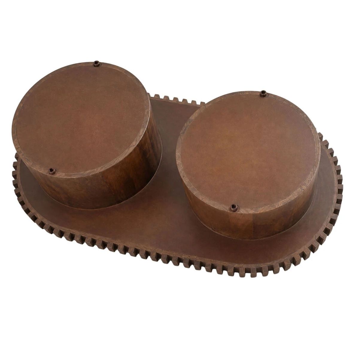 Beaumonde Home Babel Oval Travertine and Mango Wood Coffee Table