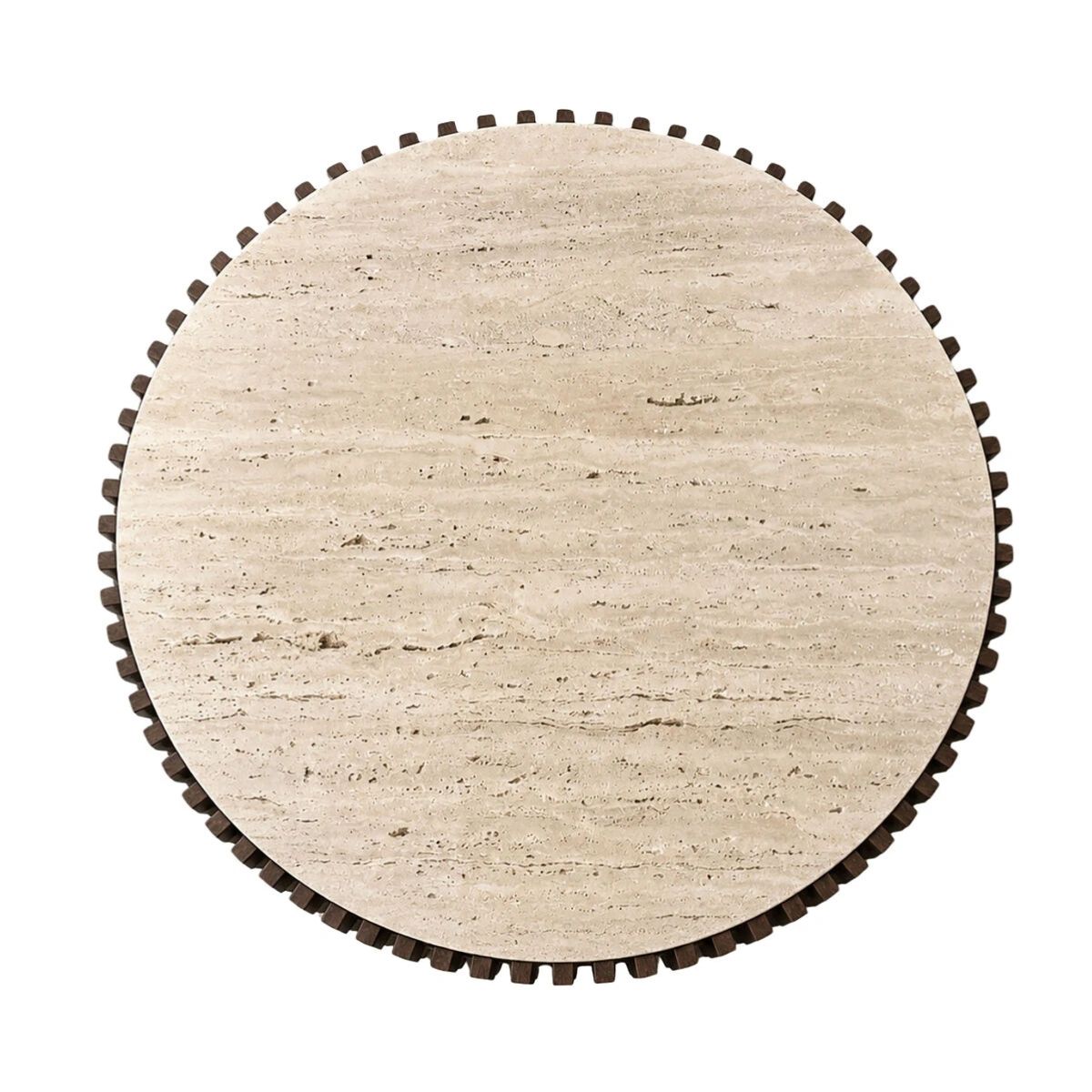 Beaumonde Home Babel Round Travertine and Mango Wood Coffee Table