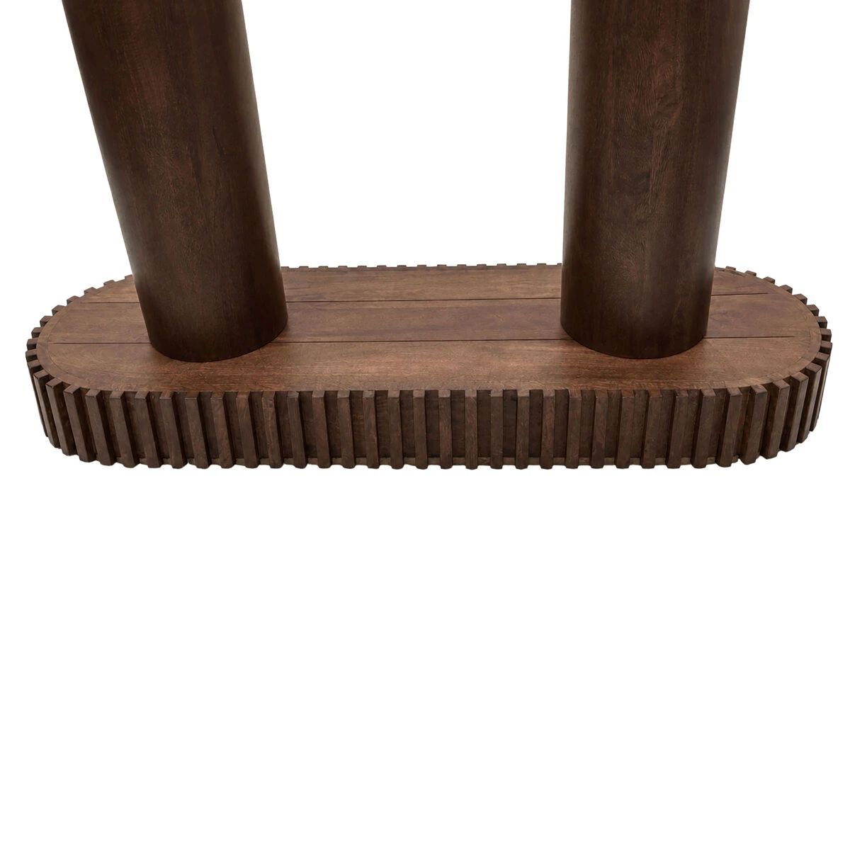 Beaumonde Home Babel Travertine and Mango Wood Curved Console Table
