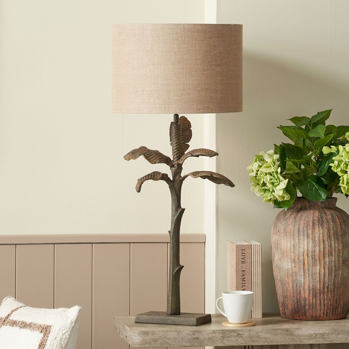 Pacific Lifestyle Bali Verdi Gris Metal Palm Tree Table Lamp Base