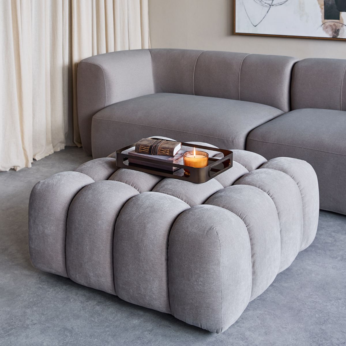 Libra Interiors Banque Upholstered Pouf
