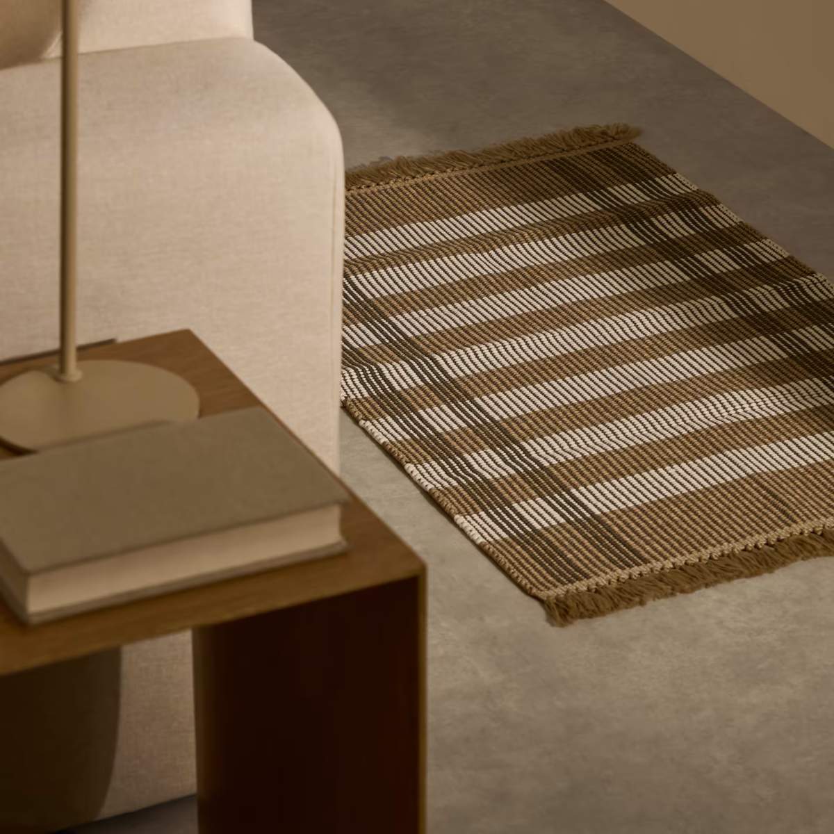 Kave Home Rug Barani in synthetic fibers brown and beige 60 x 90 cm