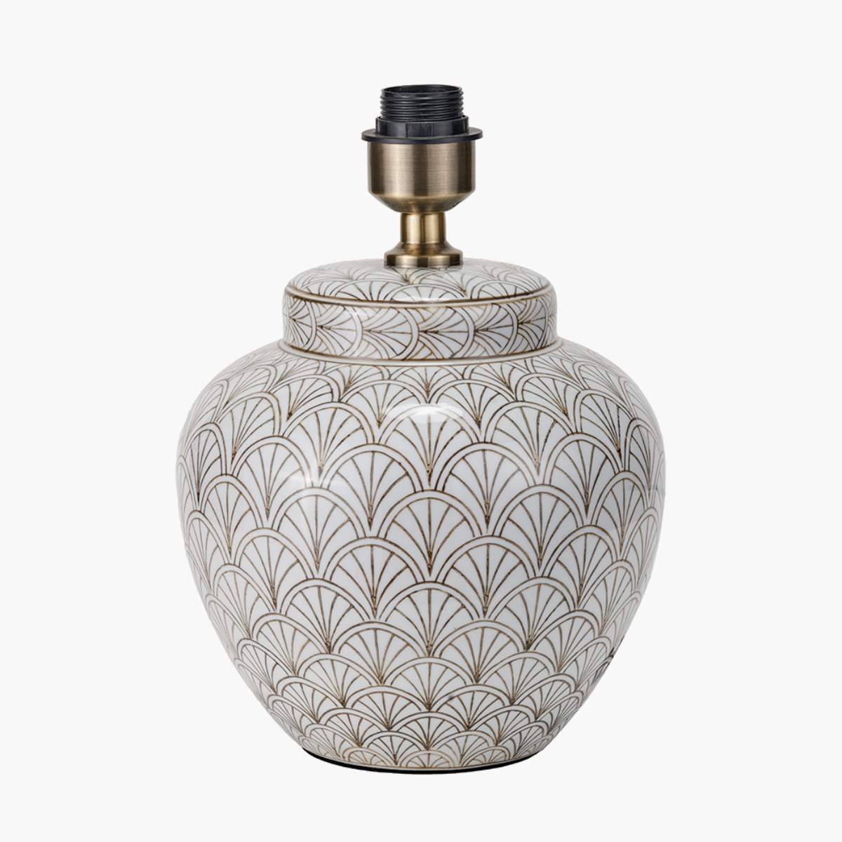 Pacific Lifestyle Barbier White Art Deco Fan Ceramic Table Lamp Base
