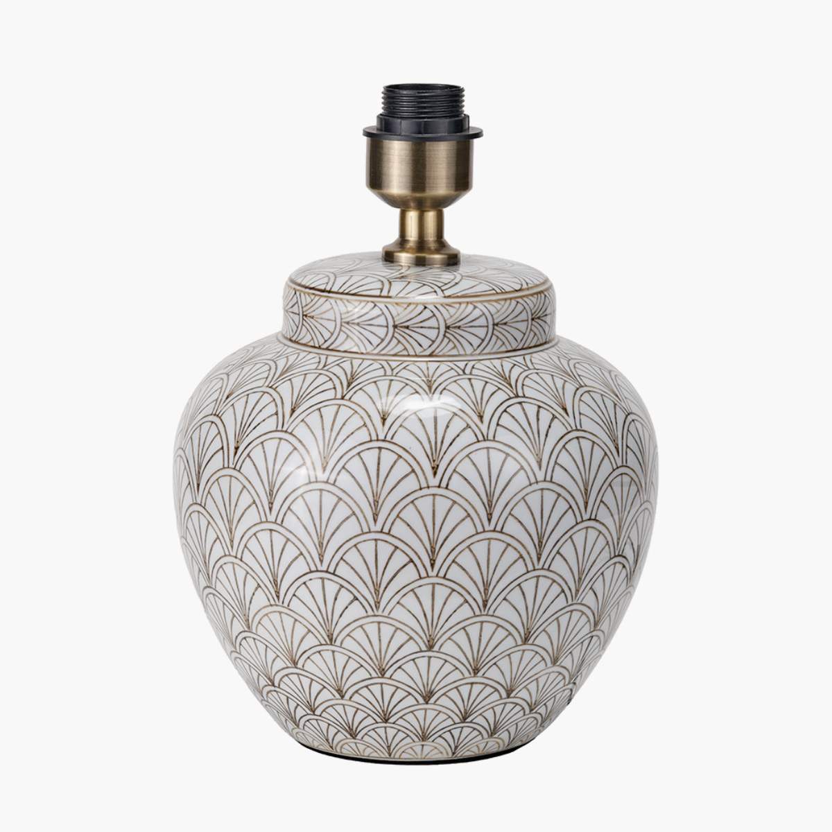 Pacific Lifestyle Barbier White Art Deco Fan Ceramic Table Lamp Base