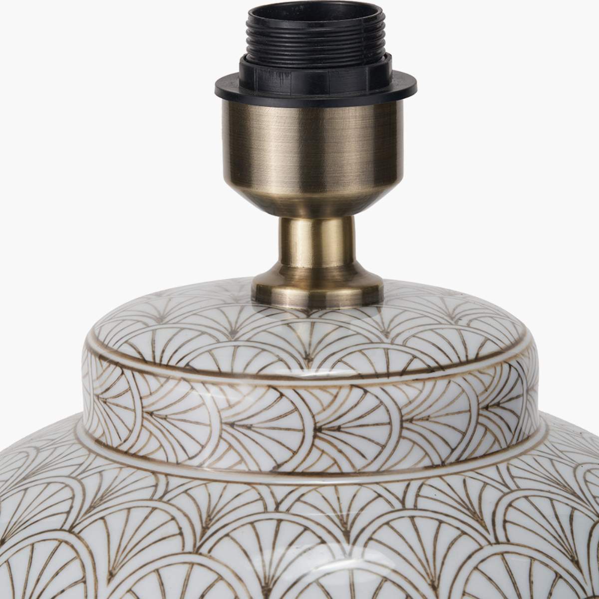 Pacific Lifestyle Barbier White Art Deco Fan Ceramic Table Lamp Base
