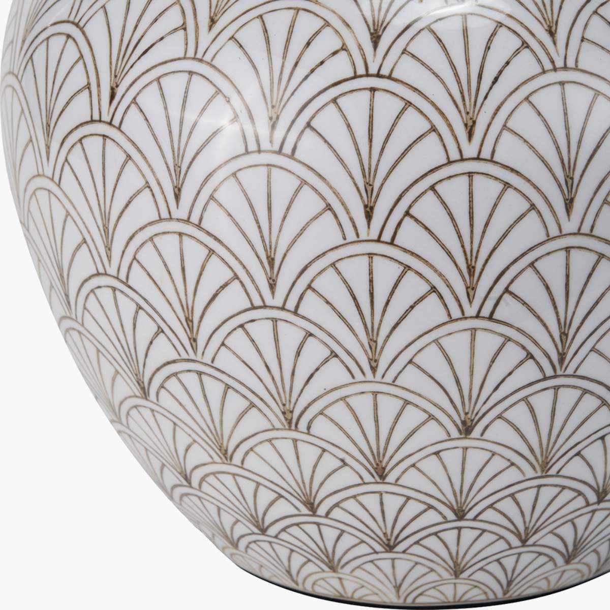 Pacific Lifestyle Barbier White Art Deco Fan Ceramic Table Lamp Base