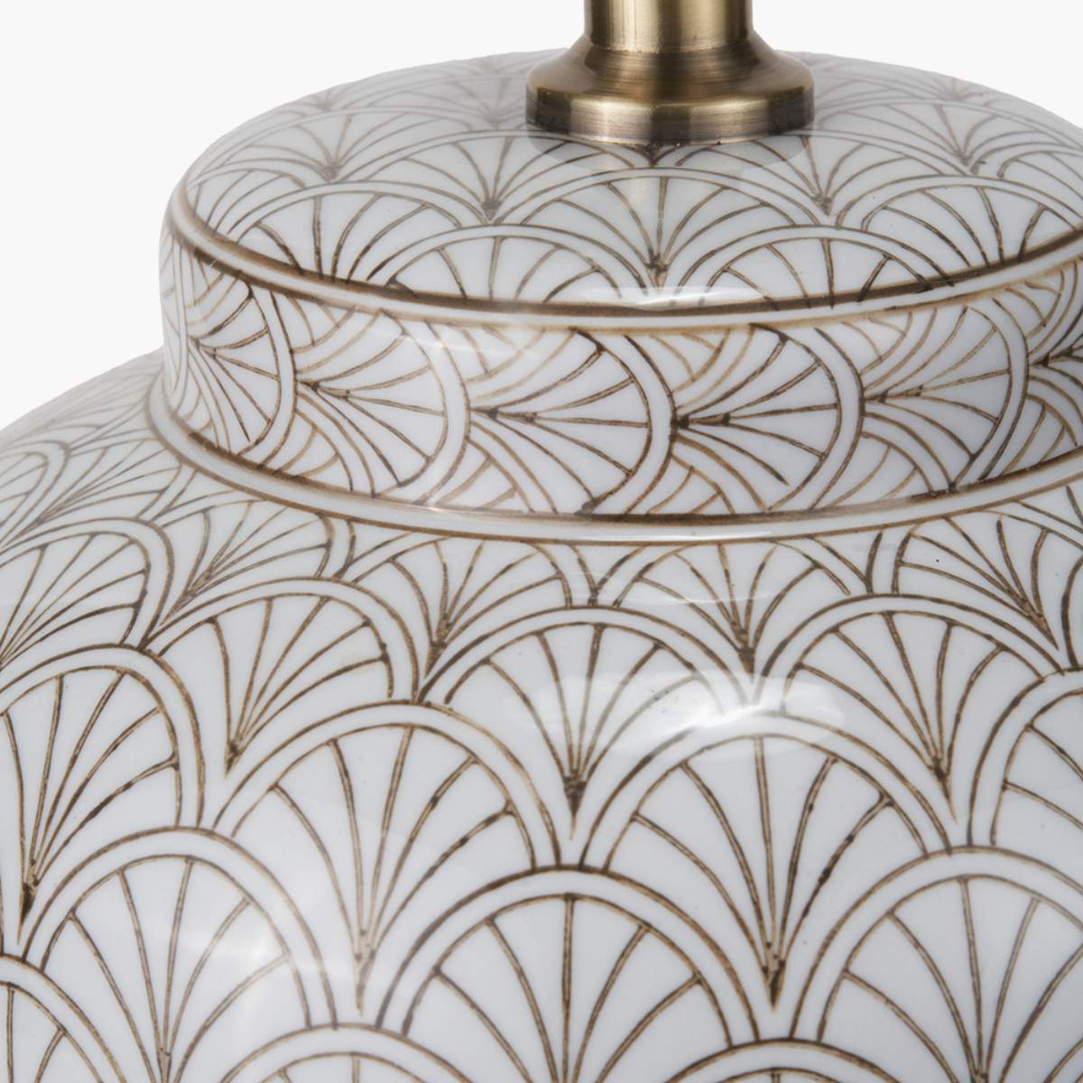 Pacific Lifestyle Barbier White Art Deco Fan Ceramic Table Lamp Base