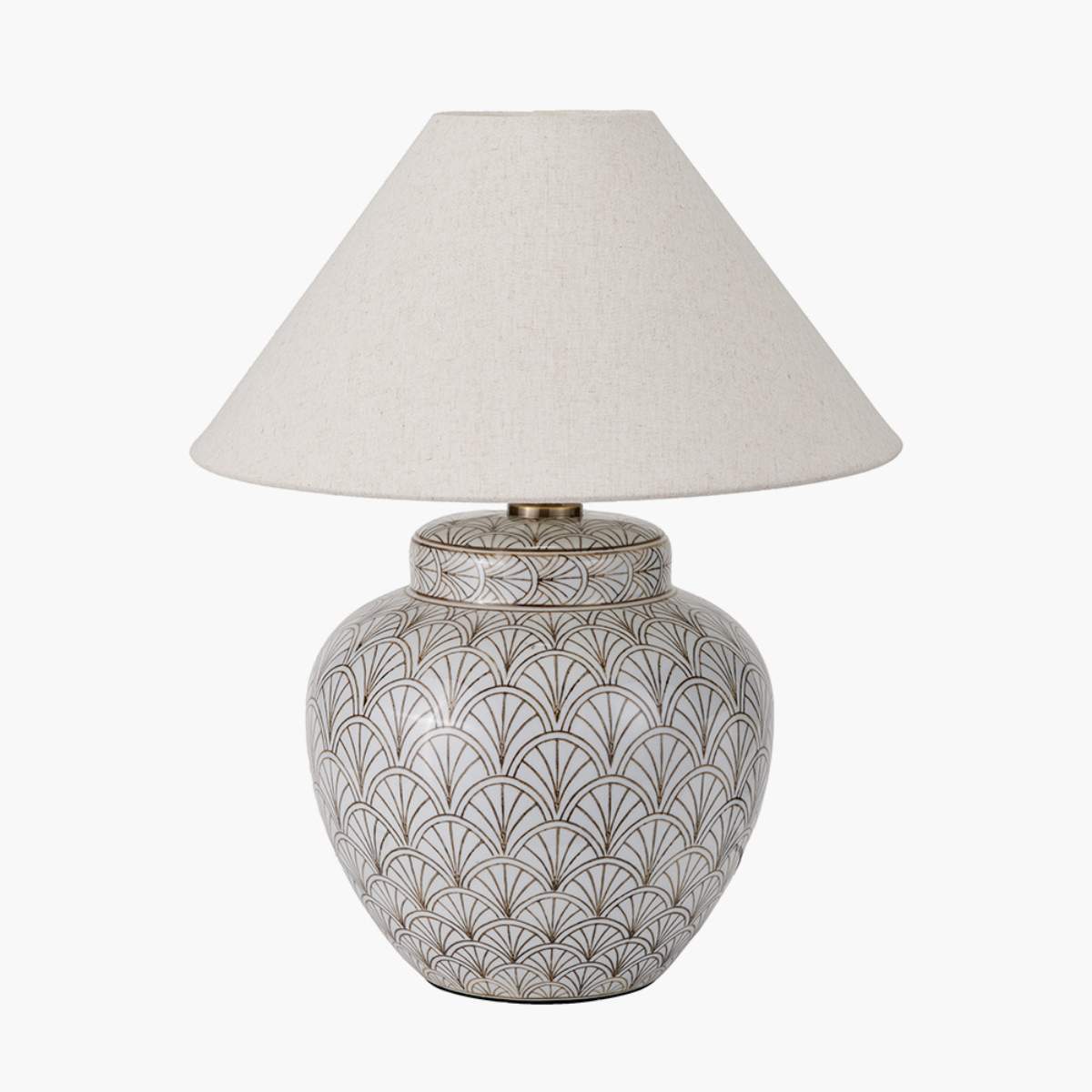Pacific Lifestyle Barbier White Art Deco Fan Ceramic Table Lamp Base