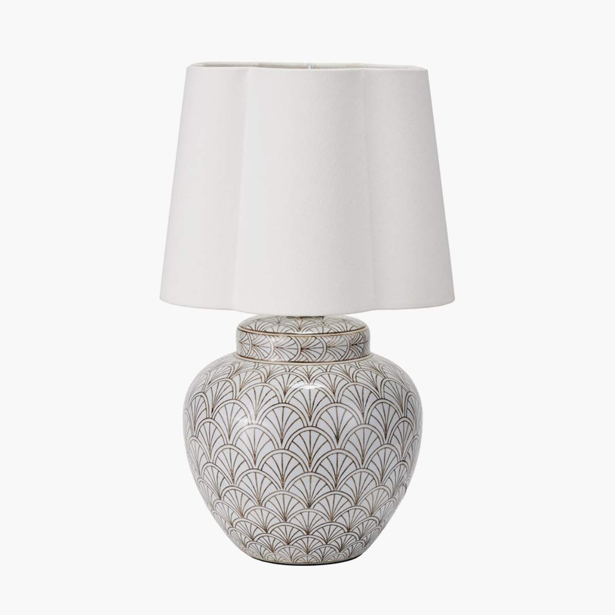 Pacific Lifestyle Barbier White Art Deco Fan Ceramic Table Lamp Base