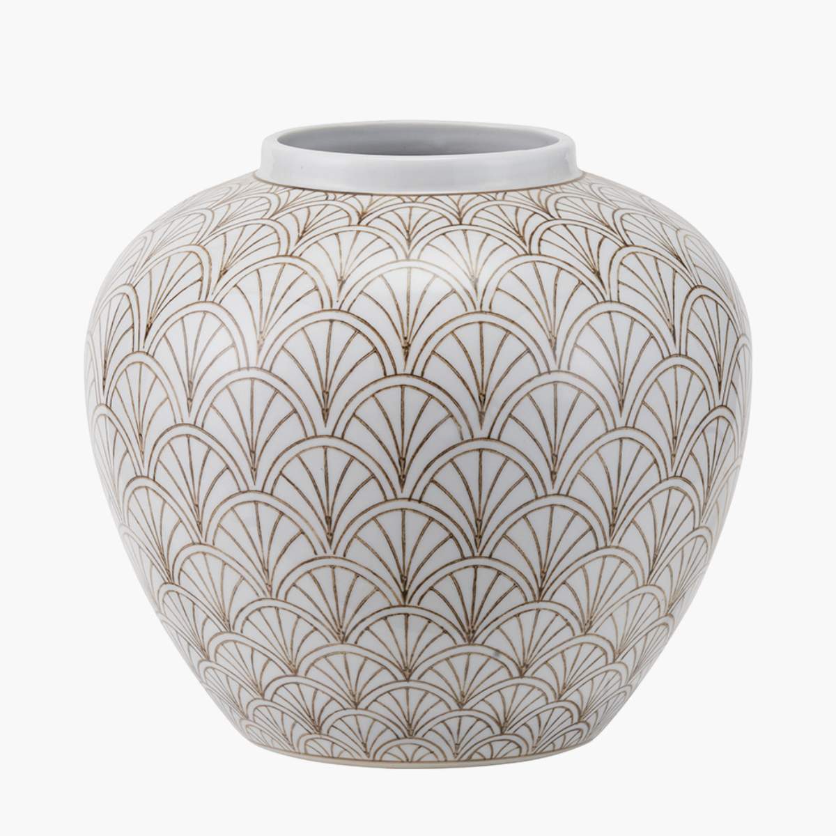 Pacific Lifestyle Barbier White Art Deco Fan Ceramic Vase