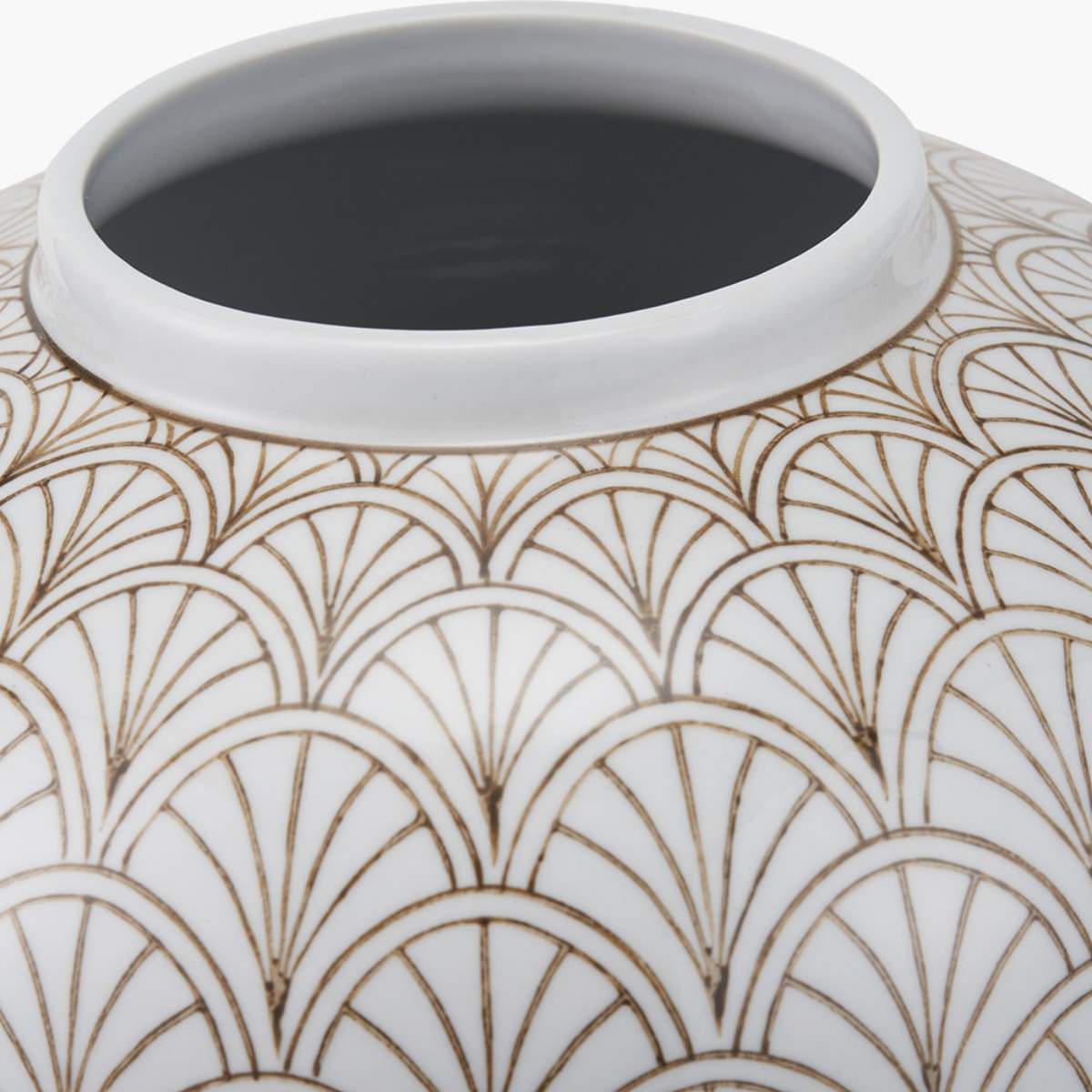 Pacific Lifestyle Barbier White Art Deco Fan Ceramic Vase