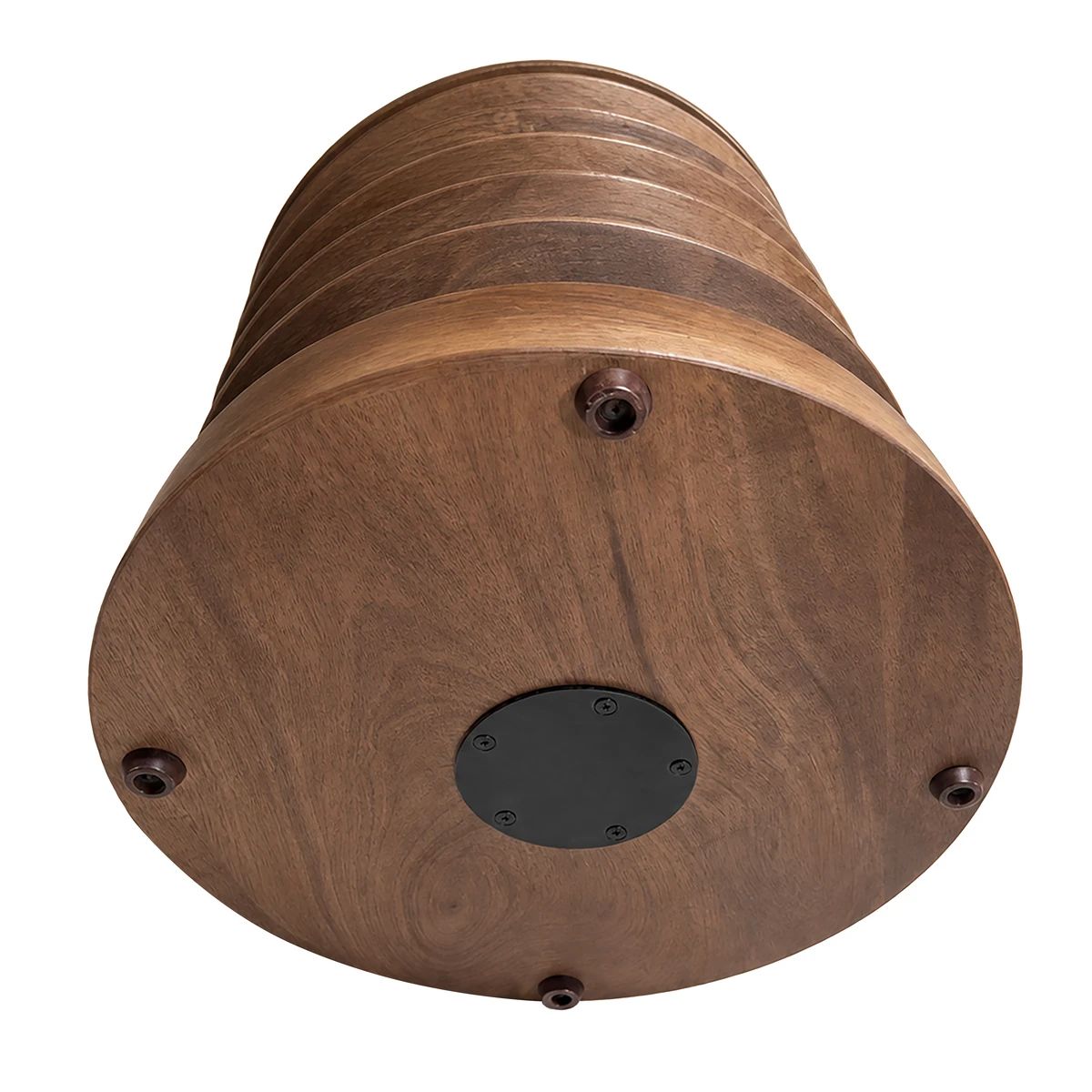Beaumonde Home Barola Round Brown Marble and Mango Wood Carved Side Table