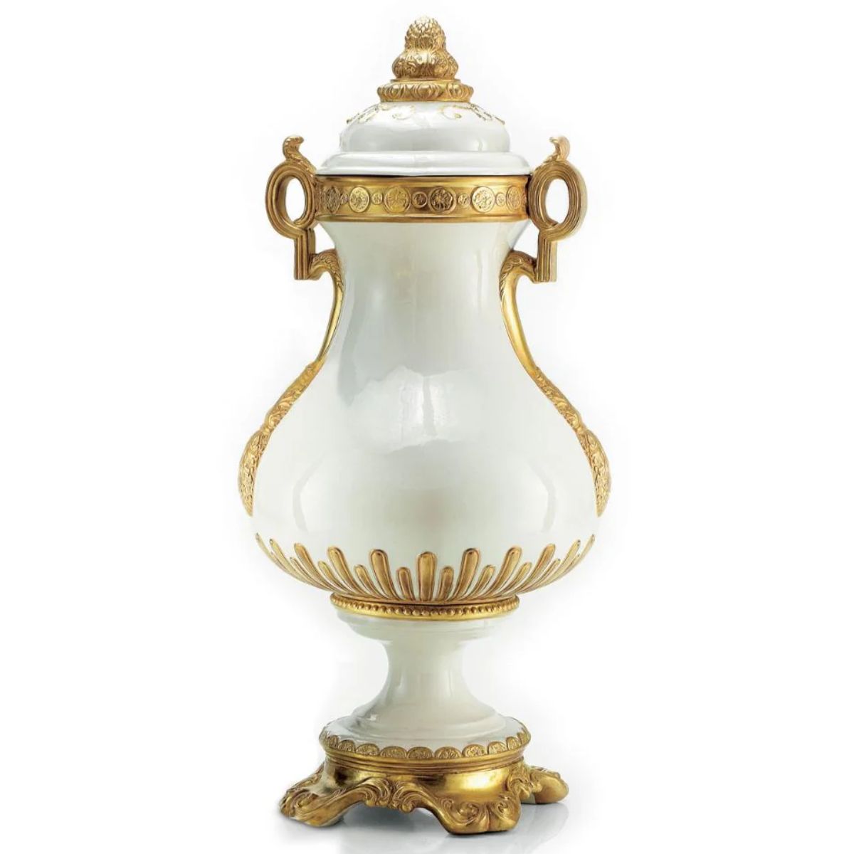 Villari Baroque Heritage Potiche Vase - White & Gold