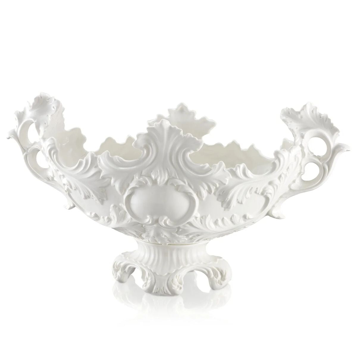 Villari Baroque Large Oval Centrepiece - White