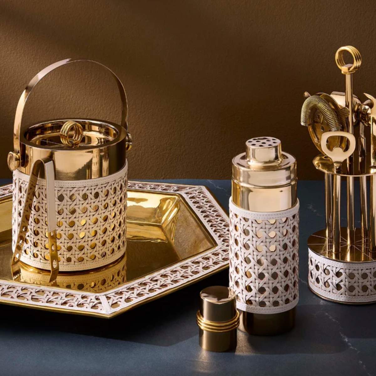 Jonathan Adler Basketweave Cocktail Shaker