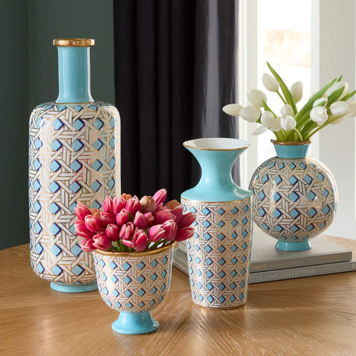 Jonathan Adler Basketweave Pedestal Bowl