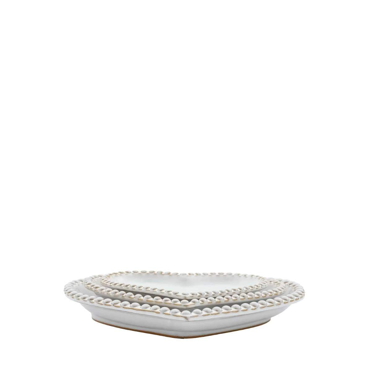Gallery Direct Beaded Heart Plate Set of 3