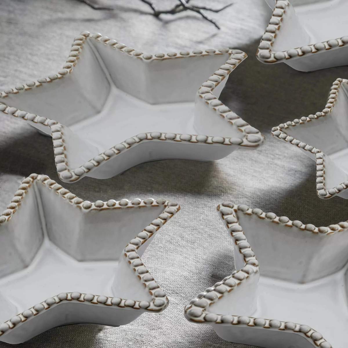 Gallery Direct Beaded Star Plate Set of 3