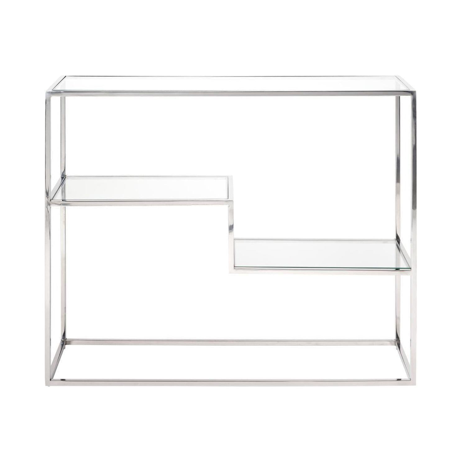 Beau&Co Aleandra Clear Glass and Silver Metal Console Table
