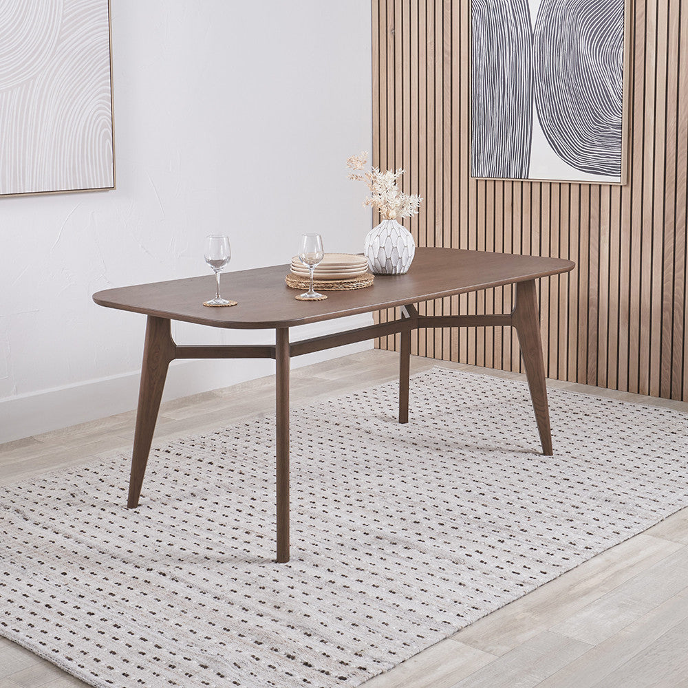 Beau&Co Alvar Dark Ash Wood Retro Dining Table