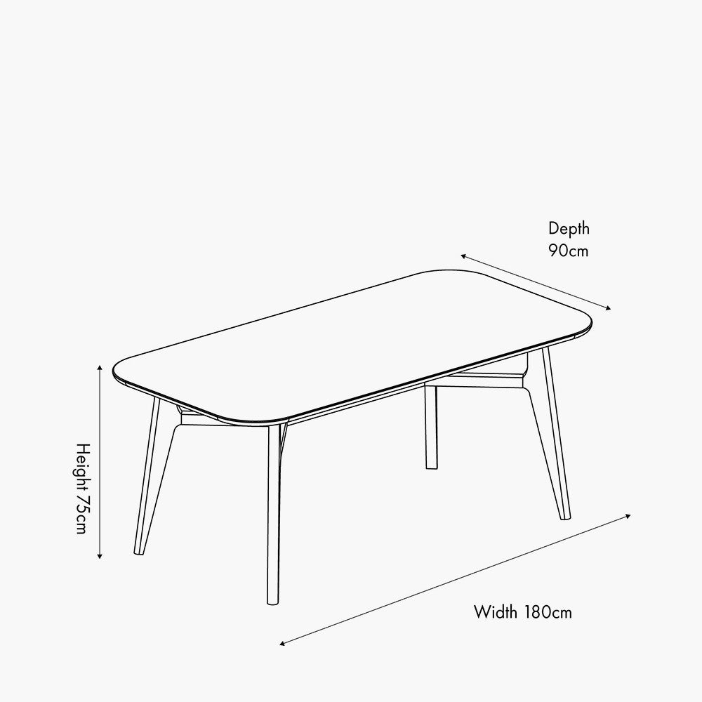 Beau&Co Alvar Dark Ash Wood Retro Dining Table