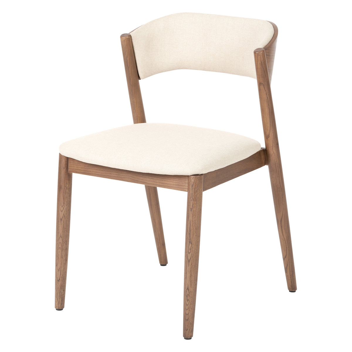 Beau&Co Alvar Natural Linen and Dark Ash Wood Curved Back Dining Chair