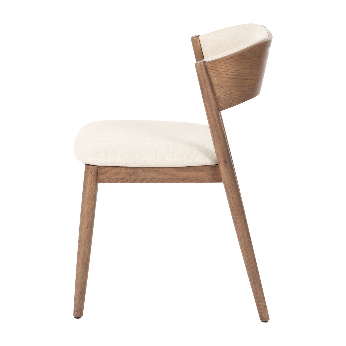 Beau&Co Alvar Natural Linen and Dark Ash Wood Curved Back Dining Chair
