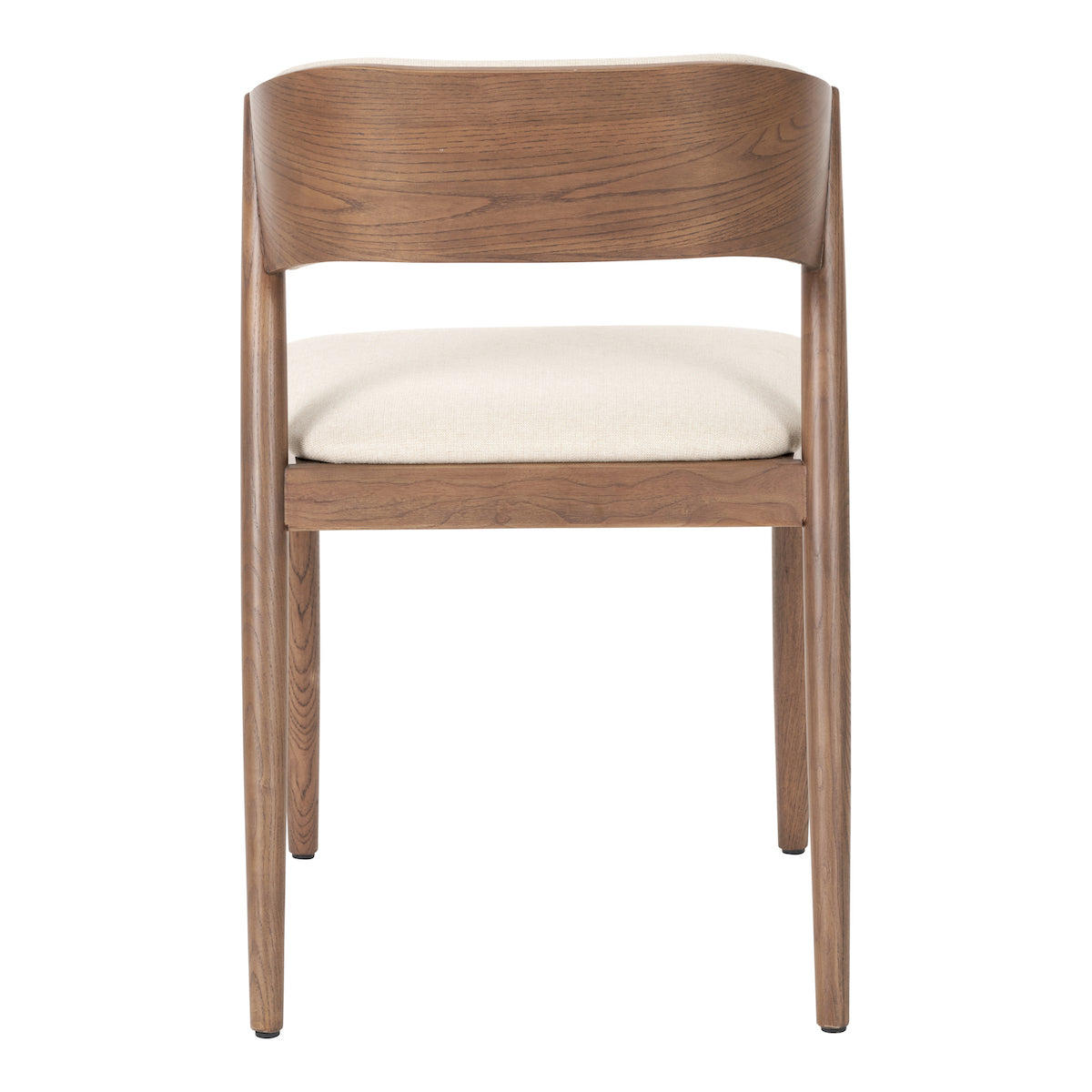 Beau&Co Alvar Natural Linen and Dark Ash Wood Curved Back Dining Chair