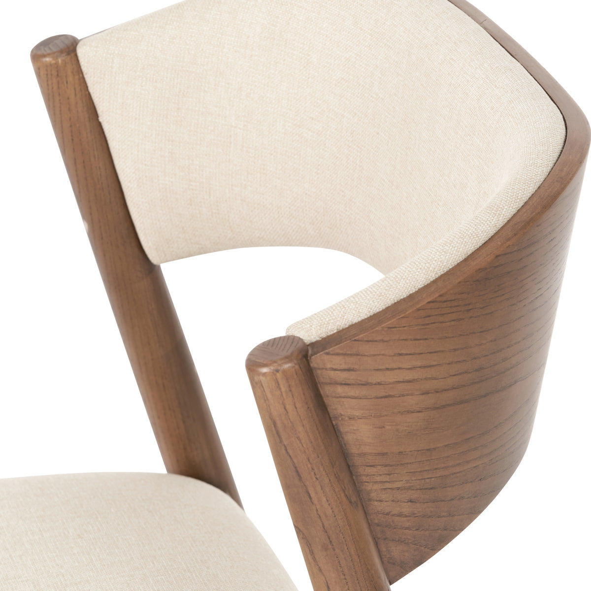 Beau&Co Alvar Natural Linen and Dark Ash Wood Curved Back Dining Chair