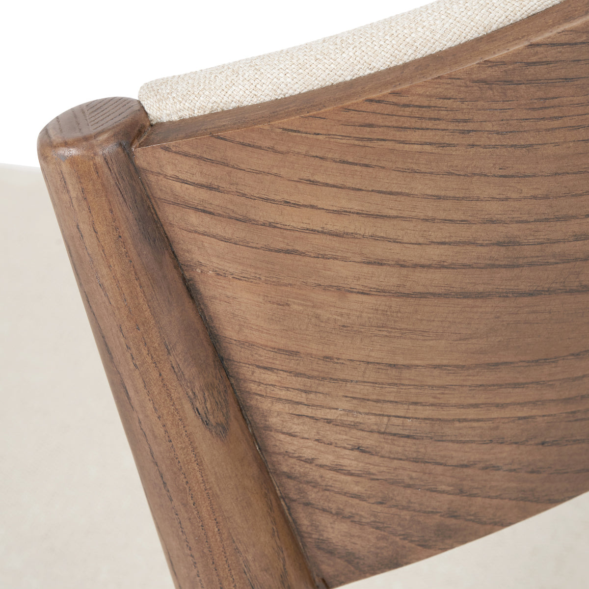 Beau&Co Alvar Natural Linen and Dark Ash Wood Curved Back Dining Chair