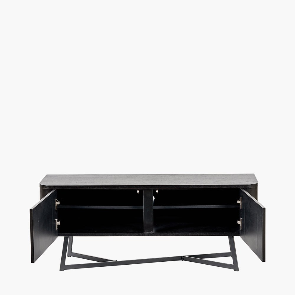 Beau&Co Anker Black Ash Veneer and Black Metal 2 Door Low Unit