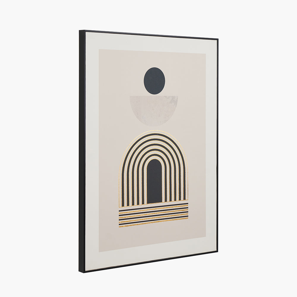 Beau&Co Art Deco Print with Linear Gold Detail and Black Frame