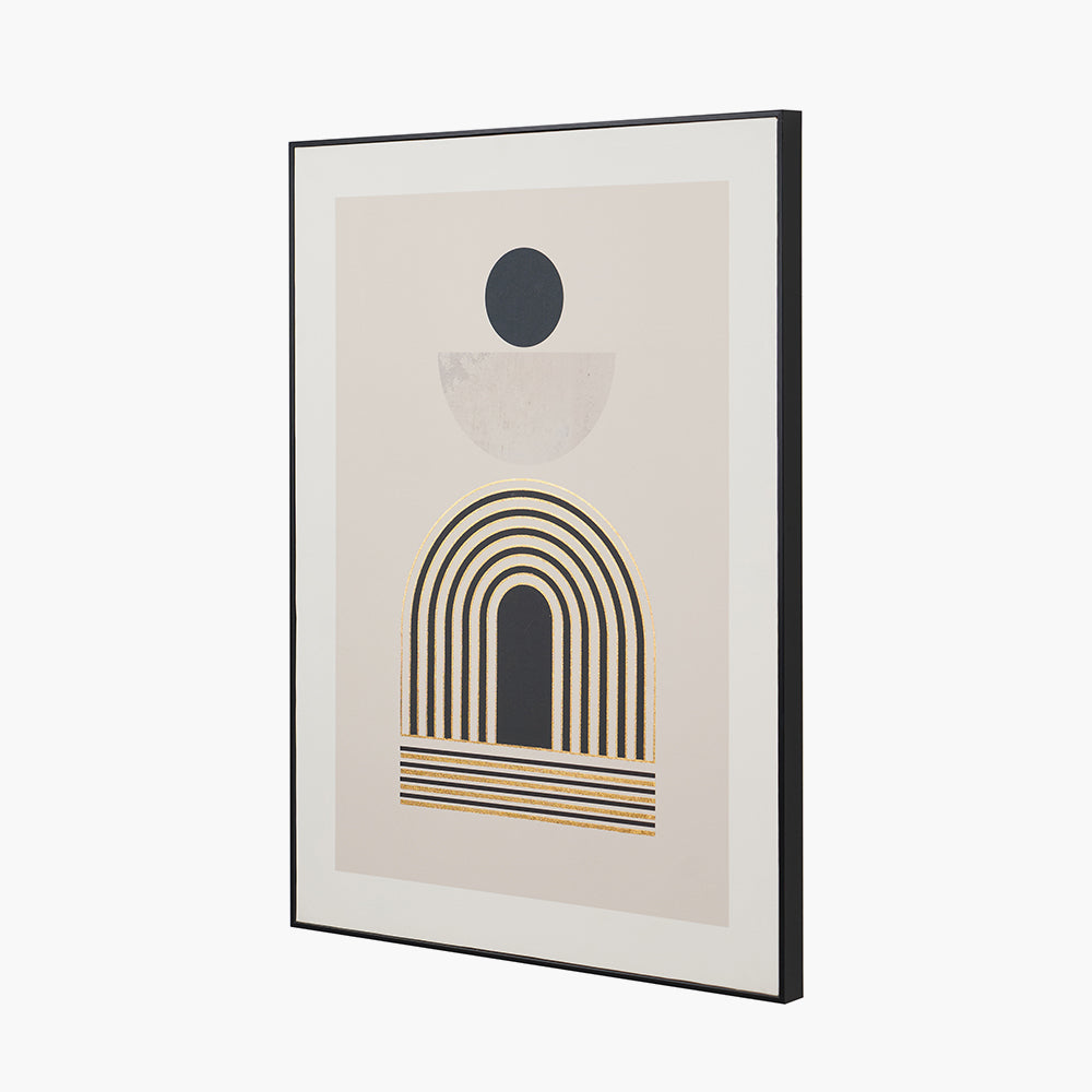 Beau&Co Art Deco Print with Linear Gold Detail and Black Frame