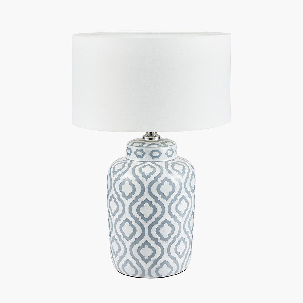 Beau&Co Astrid Grey and White Pattern Ceramic Table Lamp Base
