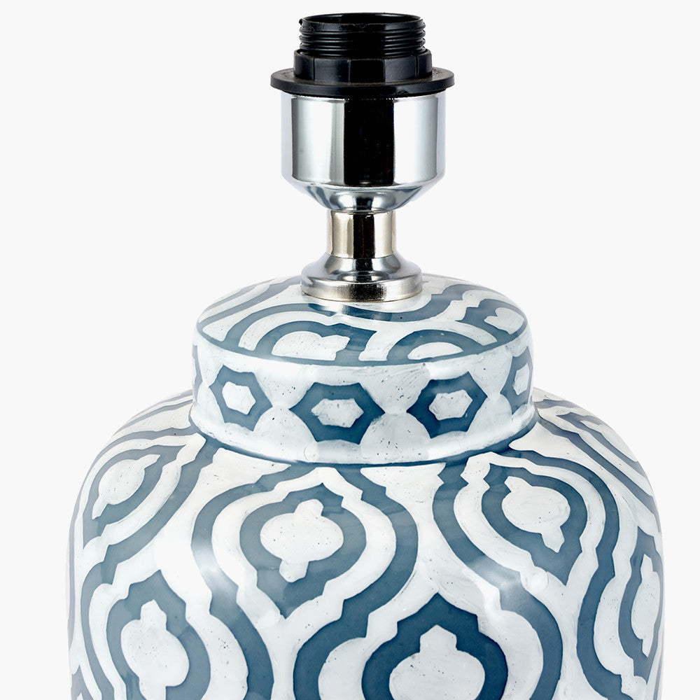 Beau&Co Astrid Grey and White Pattern Ceramic Table Lamp Base