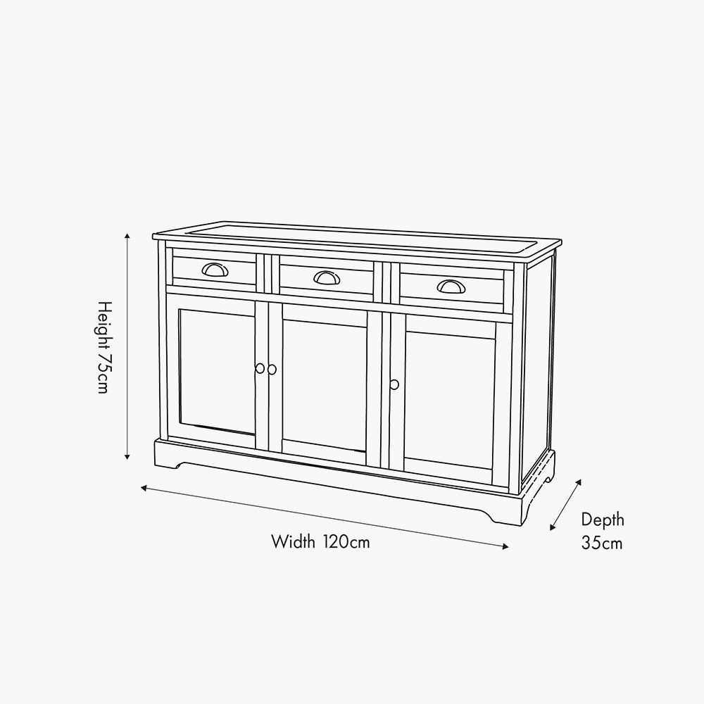 Beau&Co Bjarke Linen Pine Wood 3 Door 3 Drawer Unit