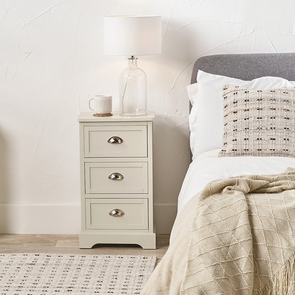 Beau&Co Bjarke Linen Pine Wood 3 Drawer Tall Unit